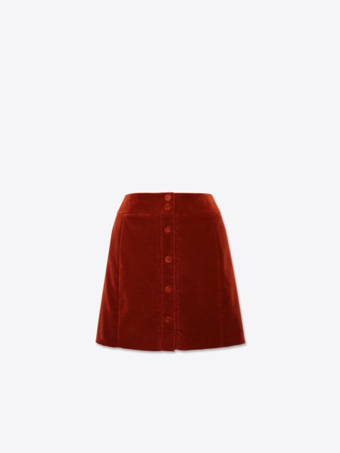 SAINT LAURENT buttoned mini skirt in velvet
