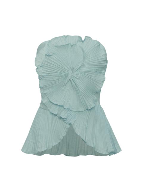 ANDRES OTALORA Imara Pleated Linen Top light blue