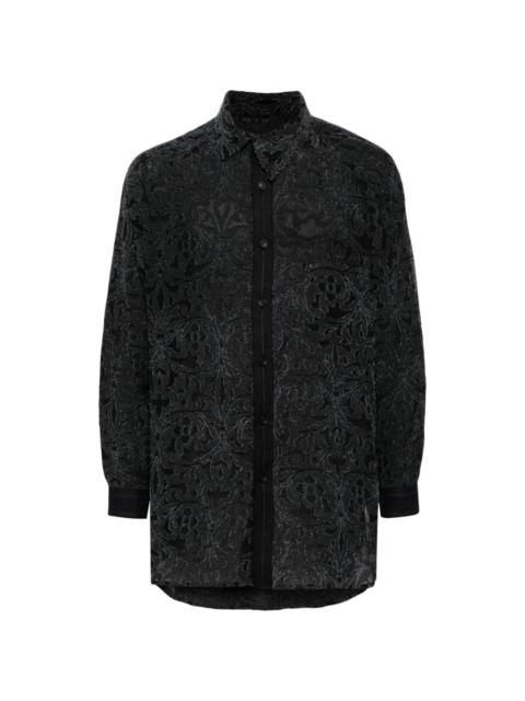 Yohji Yamamoto patterned-jacquard asymmetric-collar shirt