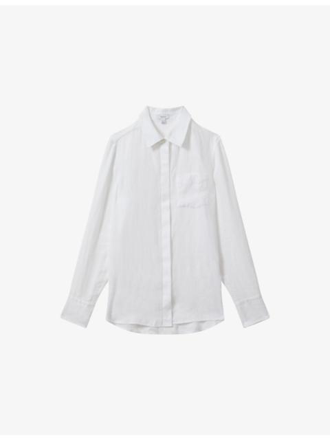 REISS Belle Long-Sleeved Linen Shirt