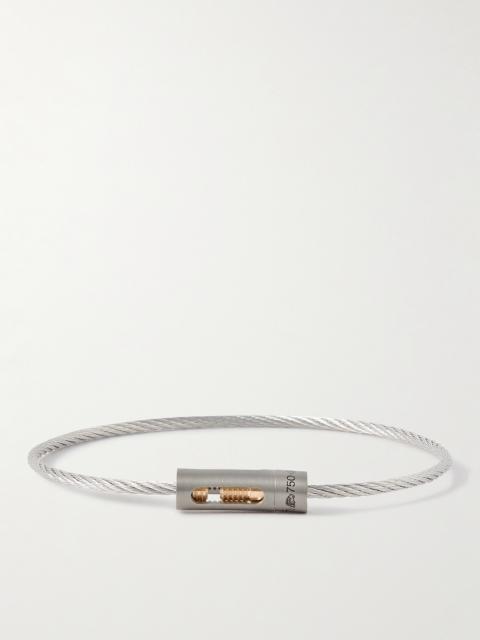 le gramme 5g Brushed Recycled Sterling Silver, Titanium and 18-Karat Gold Bracelet