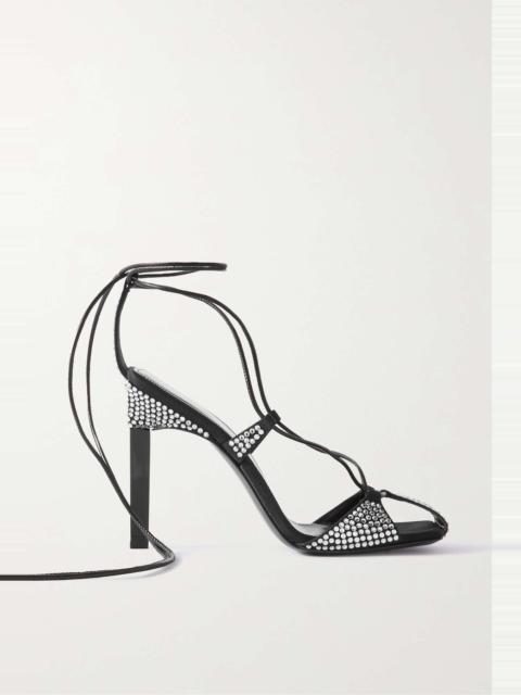 Adele crystal-embellished satin and leather sandals