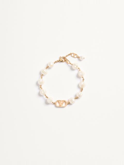 Valentino VLOGO SIGNATURE BRACELET IN METAL WITH GLASS BEADS