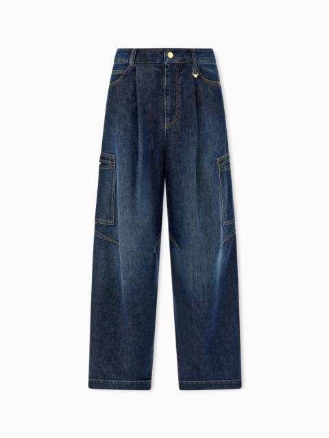 EMPORIO ARMANI WIDE-LEG DENIM JEANS WITH CARGO POCKETS