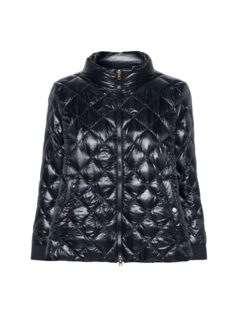 Herno diamond-quilted zipped jacket