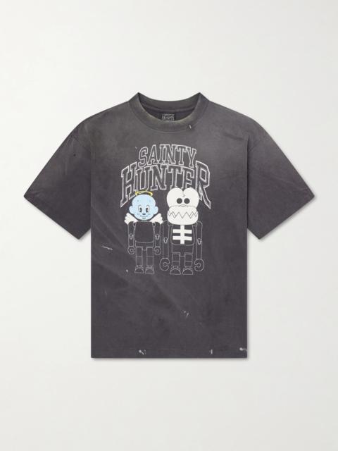 SAINT M×××××× Paint-Splattered Printed Cotton-Jersey T-Shirt