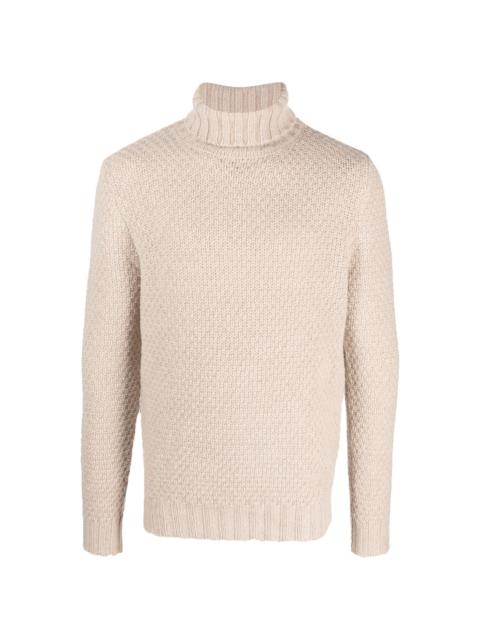 roll-neck intarsia-knit jumper