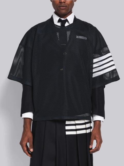 Thom Browne Navy Heavy Athletic Mesh Football Jersey 4-Bar Tee