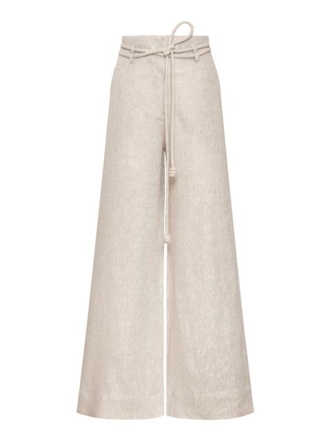 ANDRES OTALORA Islas Griegas Linen Wide-Leg Pants taupe