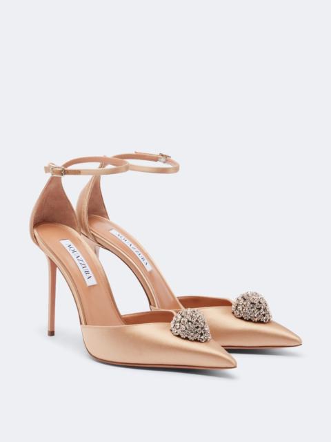 AQUAZZURA Drop embellished satin slingback pumps