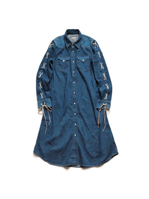 Kapital 8oz DENIM LACE-UP WESTERN DRESS - INDIGO