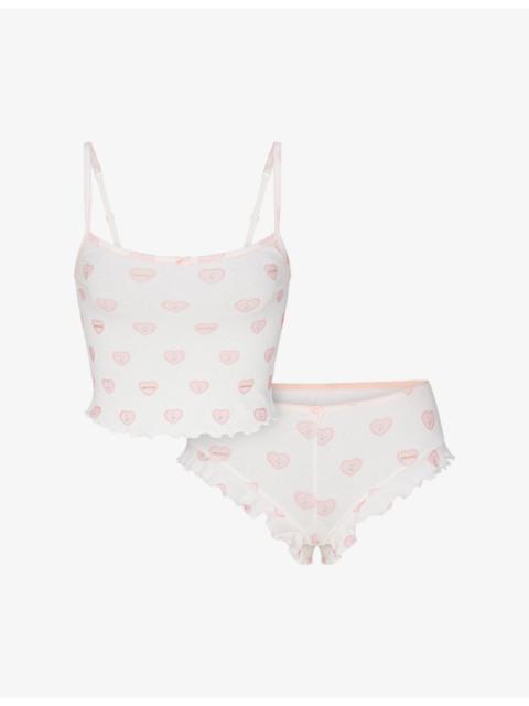 SKIMS Pointelle Stretch-Cotton Cami Sleep Set