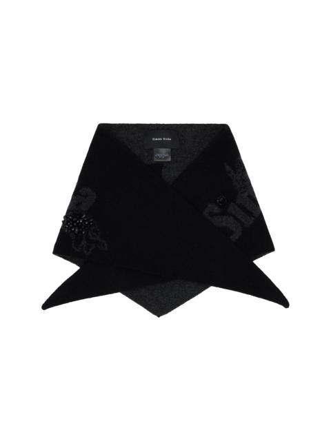 Simone Rocha Black Graphic Logo Knit Neckerchief Scarf