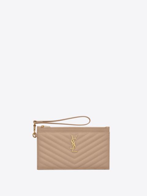 SAINT LAURENT cassandre saint laurent matelassé large bill pouch in grain de poudre embossed leather