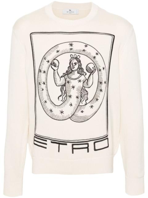 Etro motif-embroidered cotton jumper