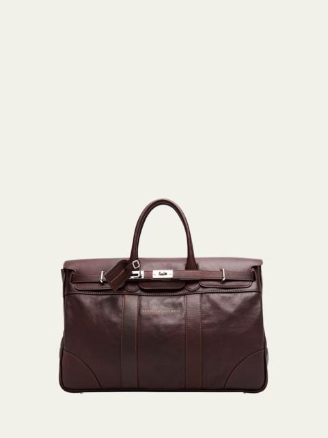 Brunello Cucinelli Men's Country Leather Clasp-Front Duffel Bag