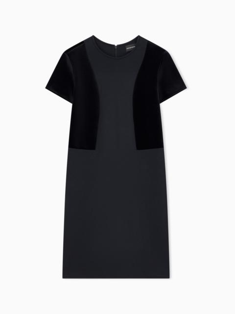 EMPORIO ARMANI DOUBLE JERSEY DRESS WITH CHENILLE TAPE TRAVEL ESSENTIAL