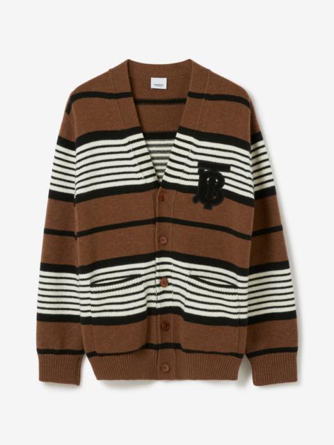 Burberry Striped Wool Cashmere Oversized Cardigan