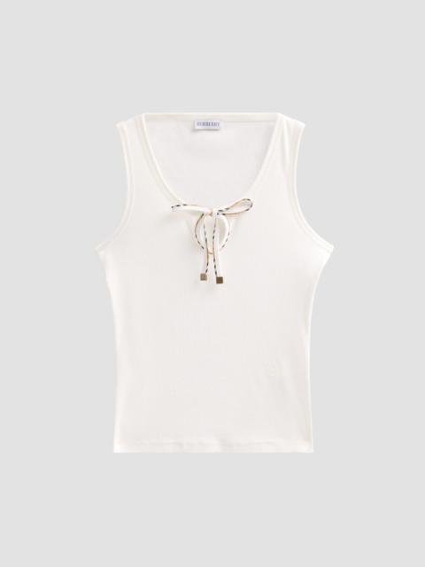 Burberry Women's Tierra Check Tie Tank - Chalk