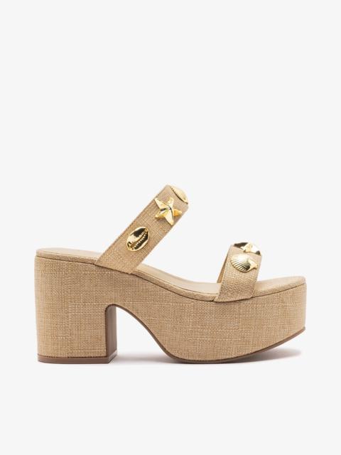 Larroudé Madison Platform Sandal Beige Raffia