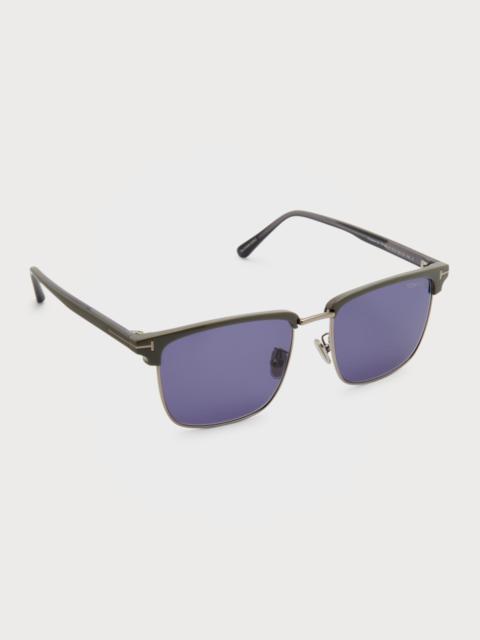 Men's FT0997-Hudson Half-Rim Square Sunglasses