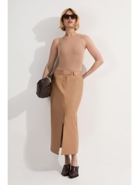 KAREN MILLEN Petite Faux Leather Pencil Midi Skirt