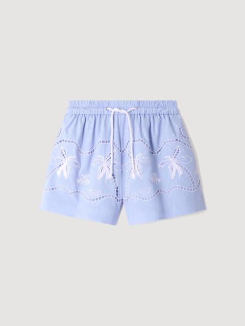 Sandro EMBROIDERED COTTON SHORTS