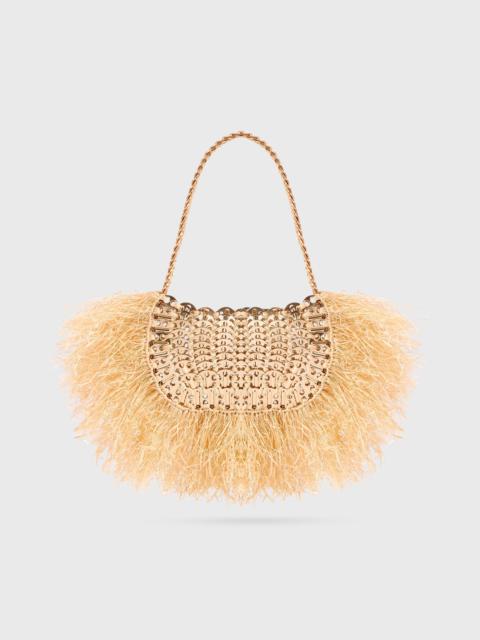 rabanne ICONIC 1969 MOON BAG WITH NATURAL RAPHIA FRINGES