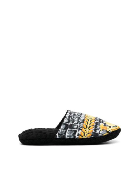 VERSACE Baroccodile-print cotton slippers