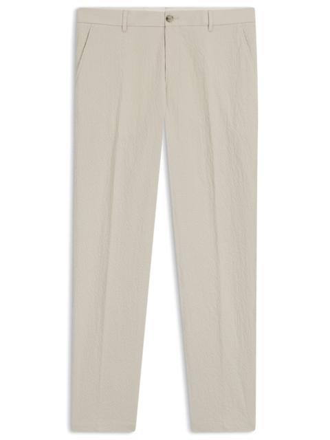 BOSS TAPERED-FIT TROUSERS IN STRETCH-COTTON SEERSUCKER