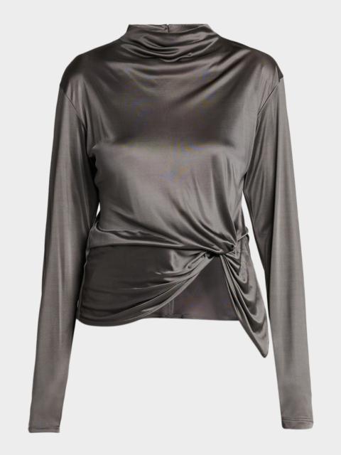 EMPORIO ARMANI Asymmetric Draped Shiny Viscose Top