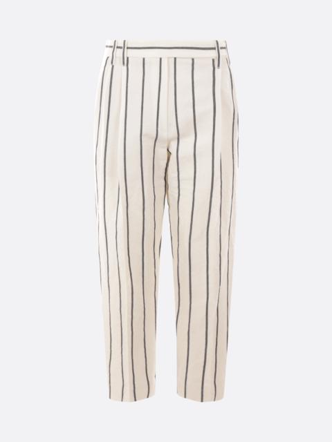PINSTRIPED LINEN AND COTTON PANTS