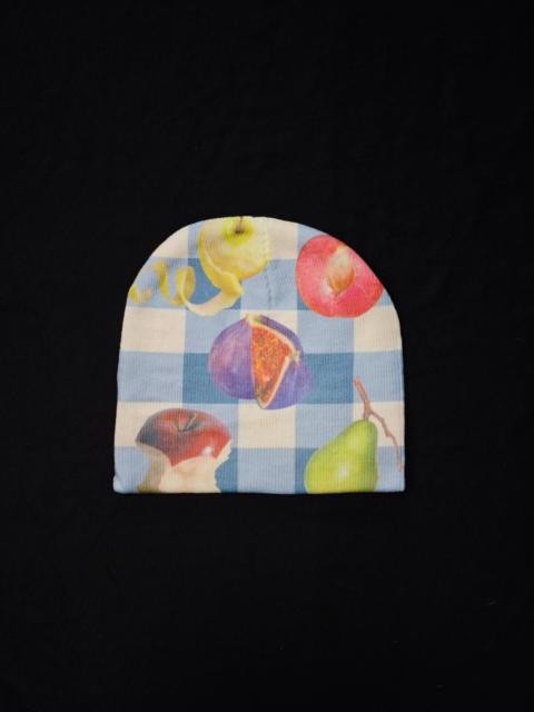 Other brands Japanese Brand - Gingham Fruit Print Beanie Blue Check Cottagecore Whimsical