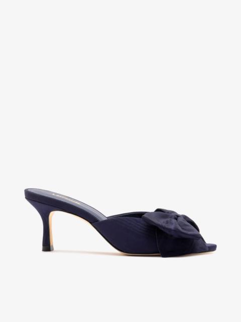 Larroudé Elle Peep Toe Mule Navy Silk