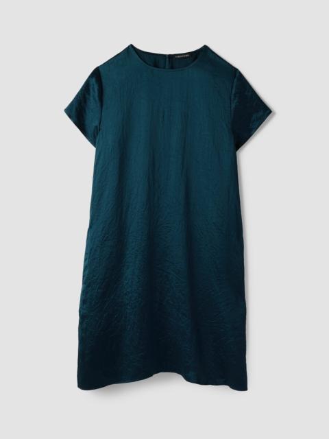 EILEEN FISHER Textured Satin Round Neck Dress