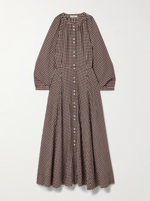 DÔEN Madelaine Checked Organic Cotton-voile Midi Dress