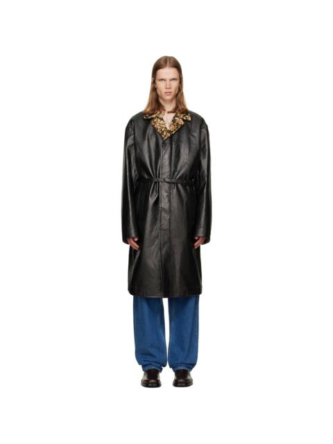 Dries Van Noten Black Floral Collar Coat