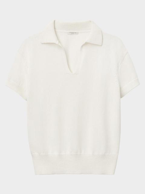 Lafayette 148 New York Cotton-Silk Polo Sweater