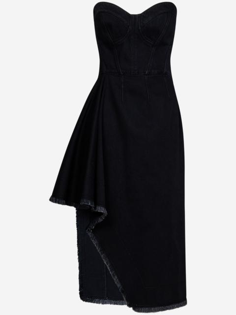 Alexander McQueen Asymmetric Tailored Mini Dress with Sheer Detail