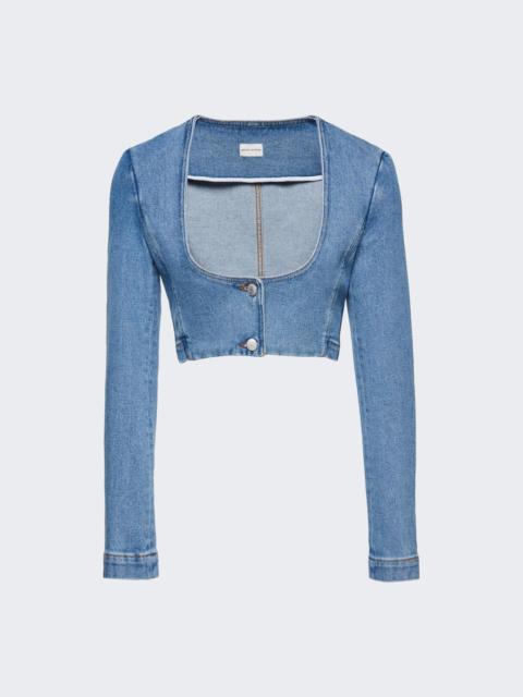 Ultra Cropped Scoop Denim Jacket Blue