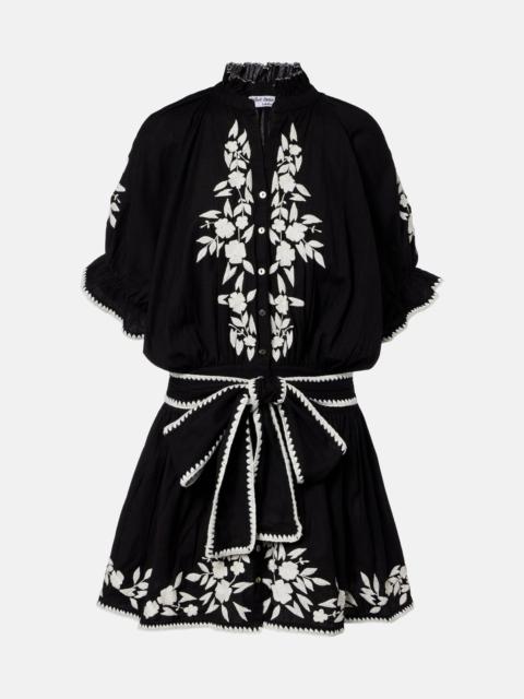 juliet dunn Belted cotton and linen minidress