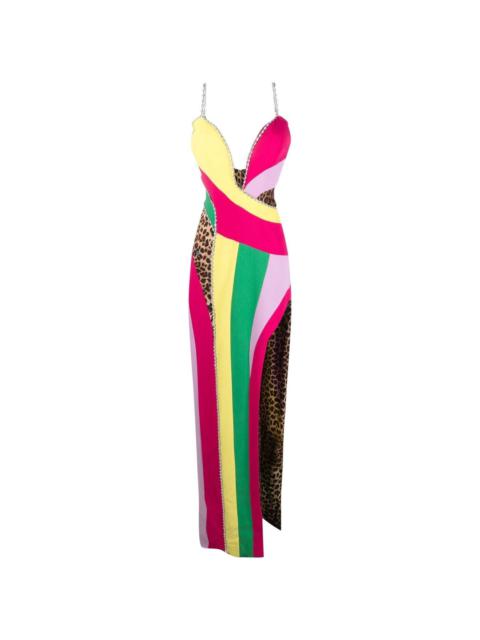 PHILIPP PLEIN rainbow-patchwork long dress