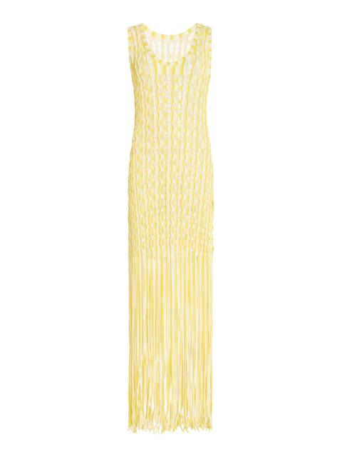 Sonia Fringed Knit Maxi Dress yellow