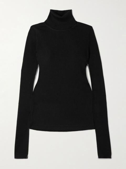 MARIA McMANUS Ribbed merino wool turtleneck sweater Black