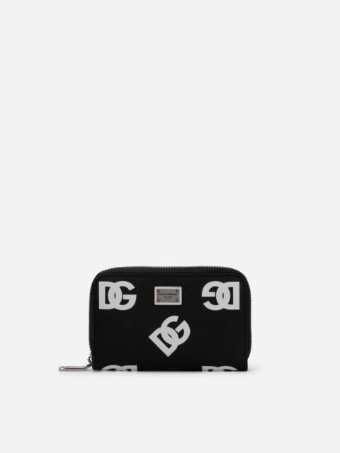Dolce & Gabbana Small calfskin zip-around wallet with all-over DG print