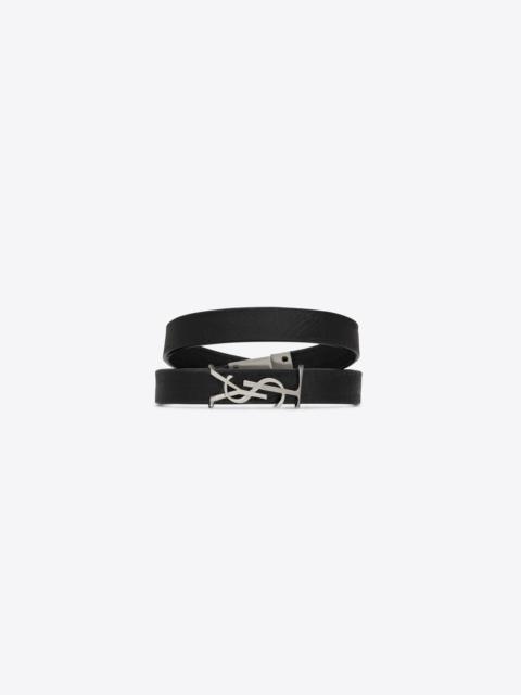 SAINT LAURENT opyum double wrap bracelet in leather and metal