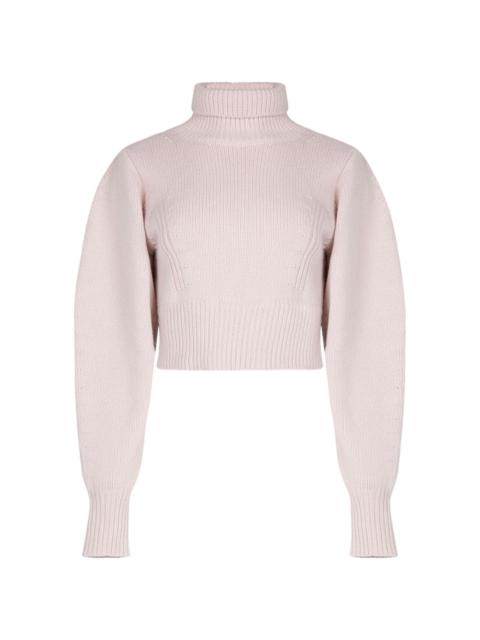 roll-neck cropped jumper