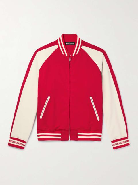 Embroidered Two-Tone Stretch-Jersey Bomber Jacket