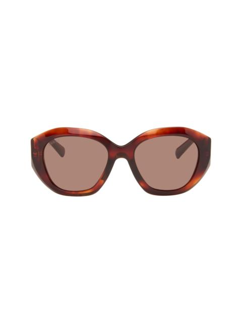 GUCCI Brown Geometric-Frame Sunglasses