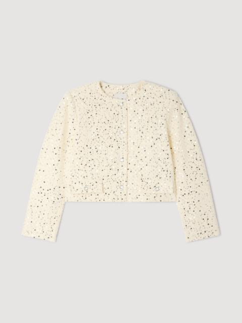 Sandro CROPPED SEQUINNED COTTON JACKET